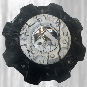 Center wheel cap with two types of hydrographic patterns